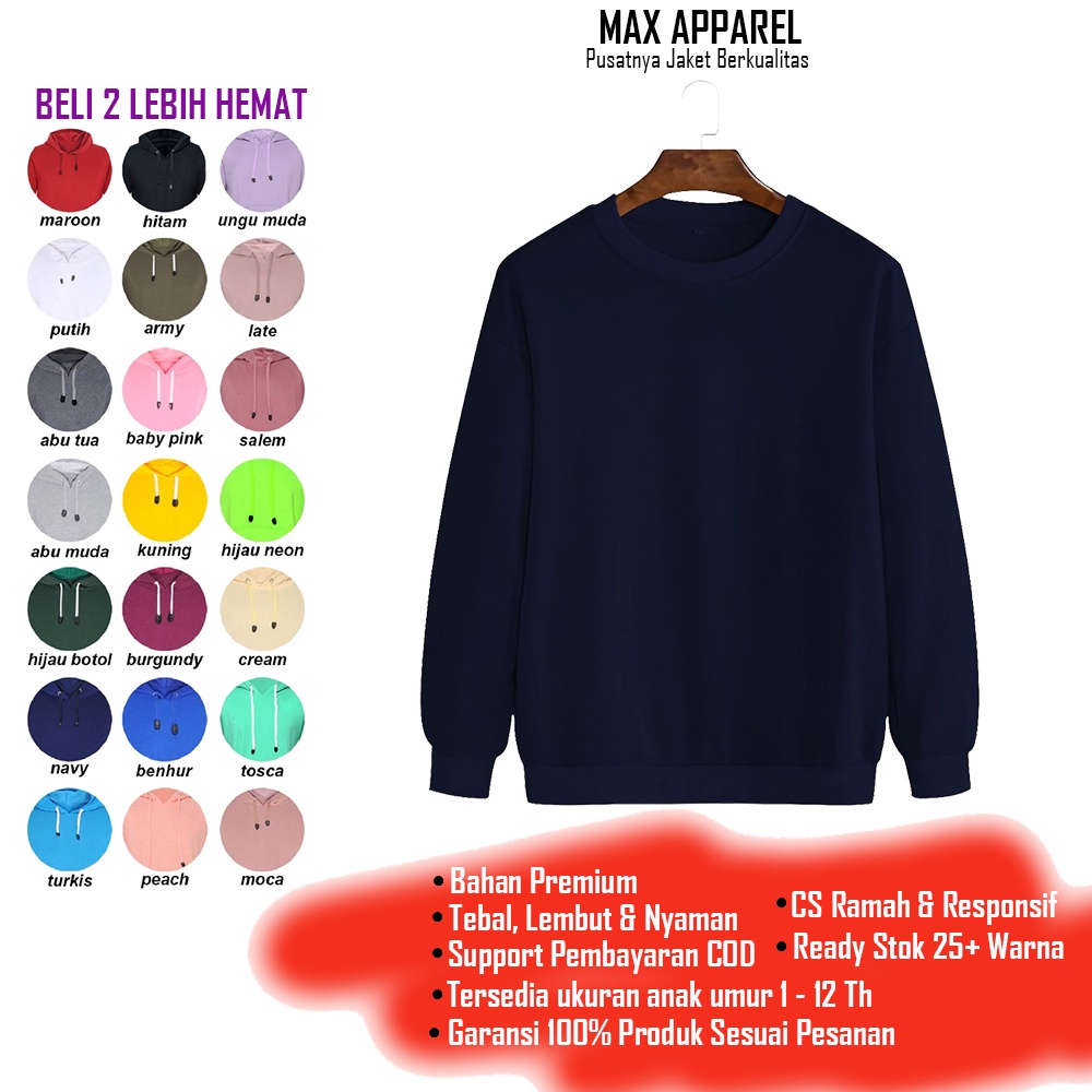 Hoodie Suiter Jumper Jamper Anak Kecil Laki Laki Perempuan Cowok Cewek Polos Unisex Couple Kembar Us