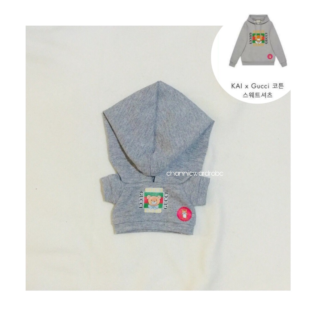 EXO Kai Doll Clotes Baju Boneka 20cm 15cm Kai x Gucci Hoodie Print Grey