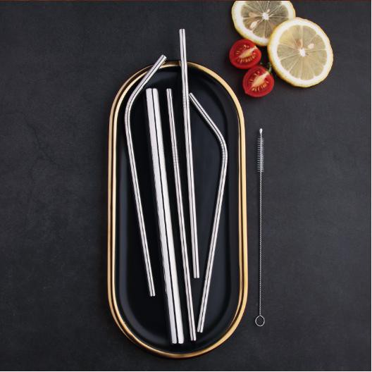  Pipa Sedotan  Model Lurus Bahan Stainless Steel Dapat 