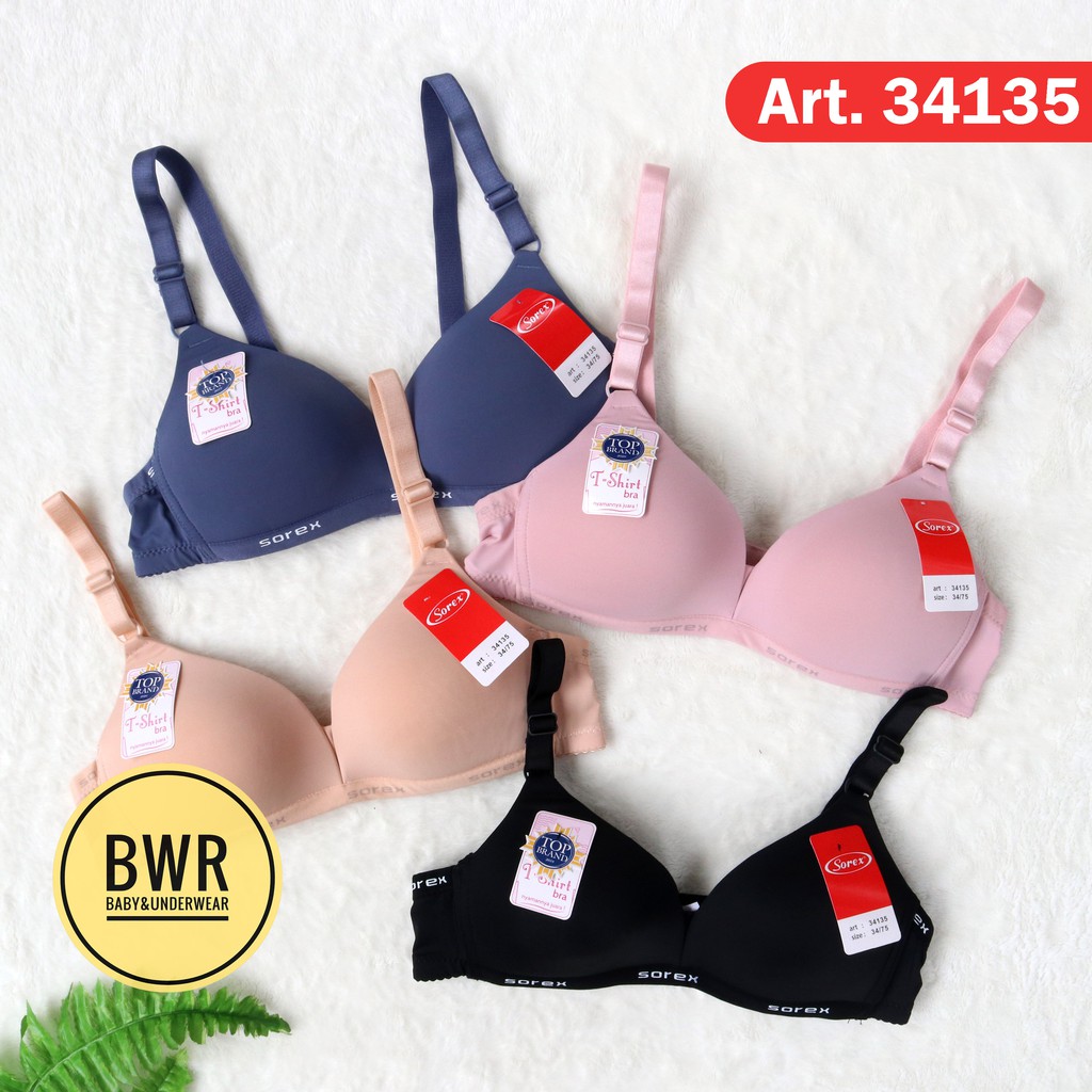 T-SHIRT Bra Sorex 34135  Busa Soft Original | Bh Sorex 34135 Busa tanpa Kawat Kait 3 Pilih - Bwr