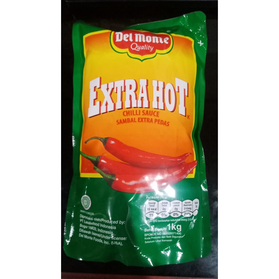 

Del Monte Extra Hot 1.000 gr / 1 Kg || Saos Saus Sambal Extra Pedas (Chilli Sauce)