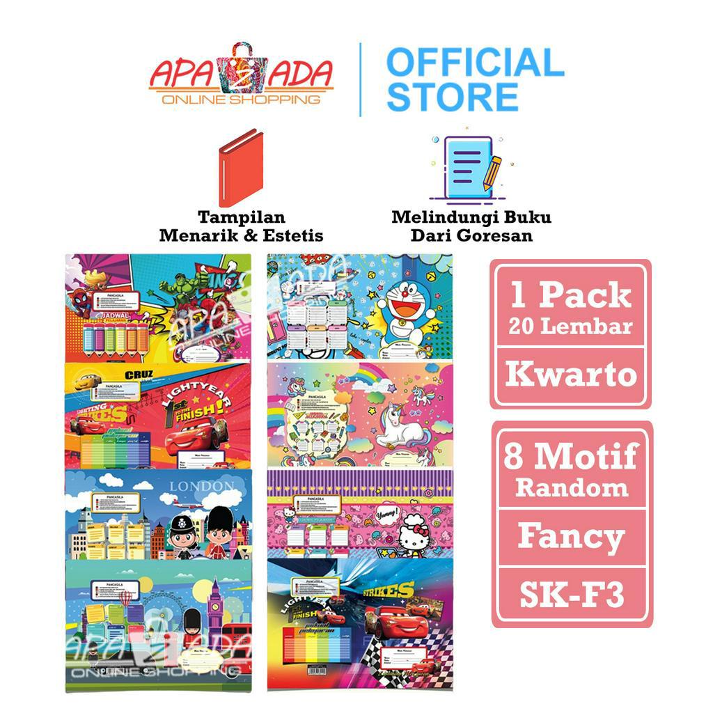 

Apazada Kertas Sampul Buku Tulis Kwarto Motif Fancy [1 Pack - 20 Lembar] / Sampul Kertas Bahan LWC Desain Karakter