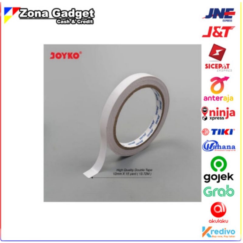 

DOUBLE TAPE DOBEL TIP 12 MM X 15 YARD JOYKO TAPE KUALITAS DAIMARU