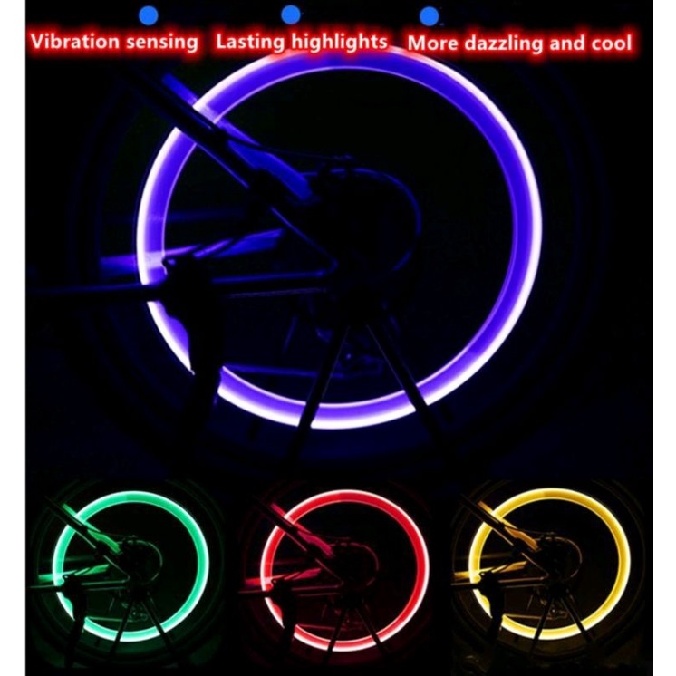 Tutup Pentil Nyala Isi Sepasang 7 warna dan 1 warna sensor gerak