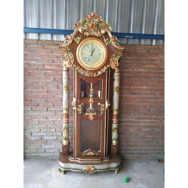 almari jam ukir mawah jati klasik modern mewah furniture murah mebel jepara