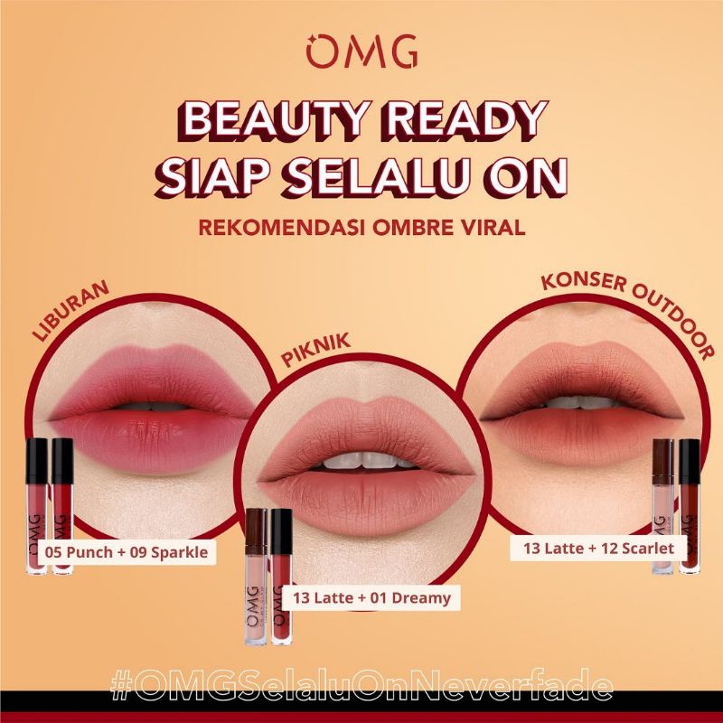 Paket Ombre Lips OMG | Lipcream OMG Ombre | Lipcream OMG | Ombre OMG Lip Cream