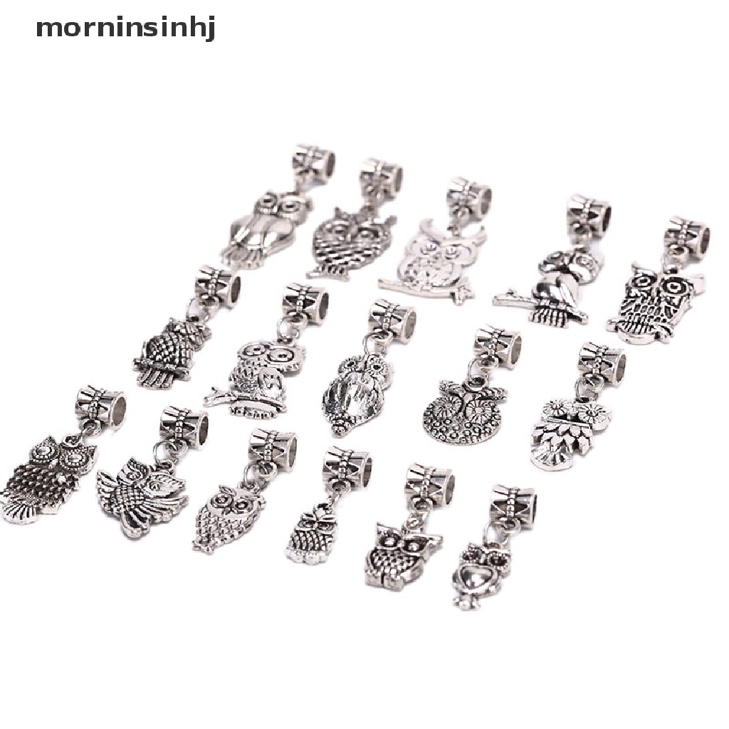 16pcs Liontin Bentuk Burung Hantu Tibet Bahan Alloy Warna Silver