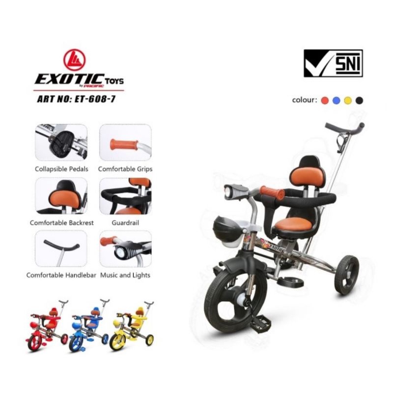 Sepeda anak roda tiga Exotic 608-7 / 606-1-7 ban karet