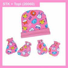 Bonbinzoo 1set topi + sarung tangan + kaki SNI perlengkapan anak / bayi-STK BBZ ANIMAL PINK