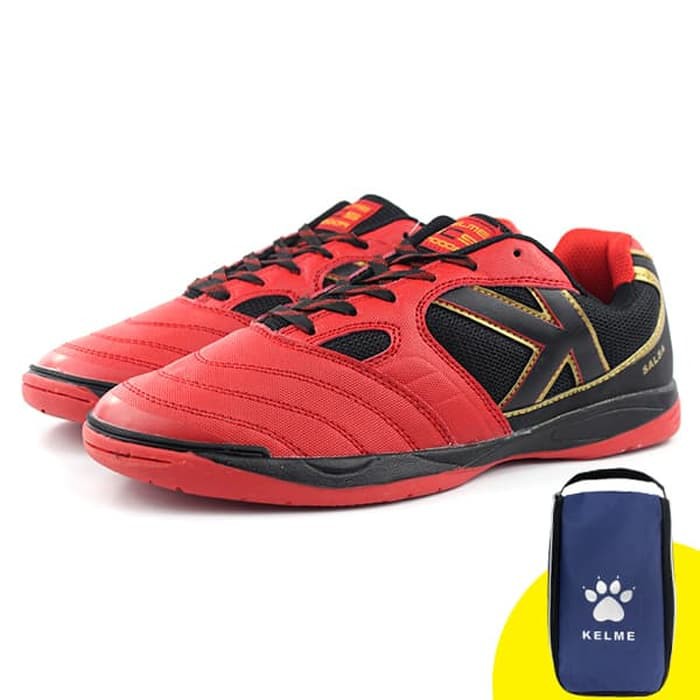 {KUALITAS TERBAIK}     SEPATU FUTSAL KELME SALSA RED BLACK + Free ShoeBag