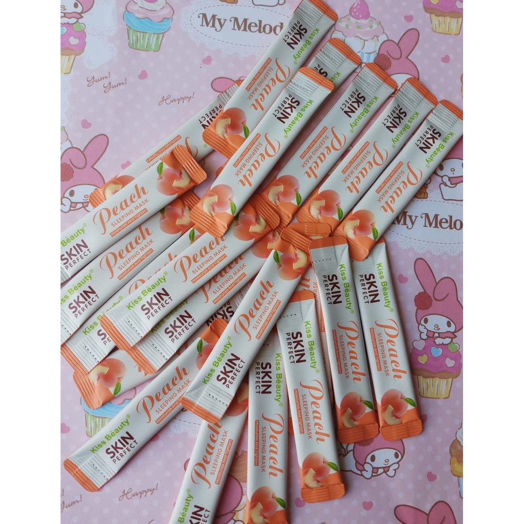 KISS BEAUTY PEACH SLEEPING MASK 4ML SACHET (MASKER MUKA THAILAND PEMUTIH WAJAH)