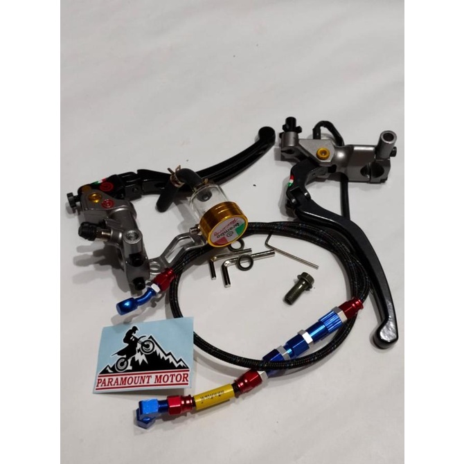 Paket Variasi motor - Tabung Master Rem Izumi + Selang Rem Depan Serat Karbon 95Cm Universal megapro,beat,scoopy,mio,vario,nmax,aerox,tiger,pcx,vario,jupiter,cbr,ninja,satgria,fu,soul,spacy,klx,rxking,fino,karbu,tiger,vixion,genio slang carbon