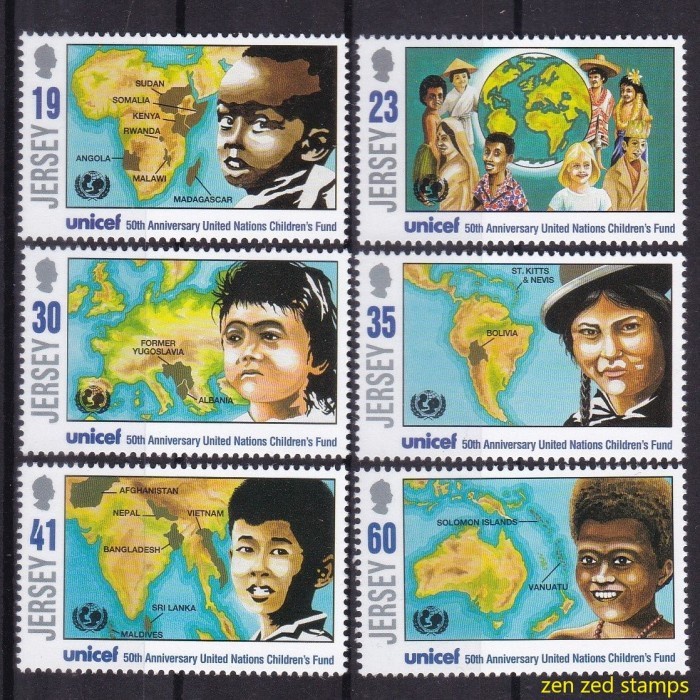 

0224 Perangko Jersey 1996 unicef 6v Mnh