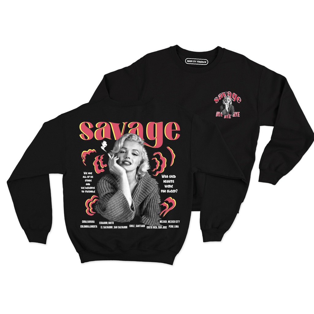 Sweaterpolos Basic Sweater SAVAGE ( Sablon ) Unisex Pria &amp; Wanita