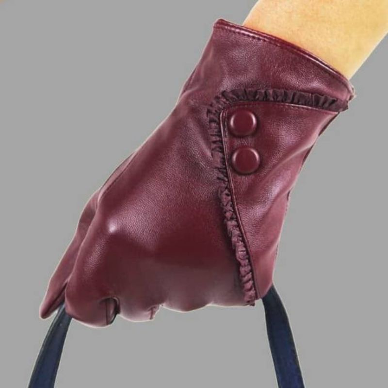 WOMAN WINTER AUTUMN PU BUTTON GLOVES SARUNG TANGAN WANITA MUSIM DINGIN