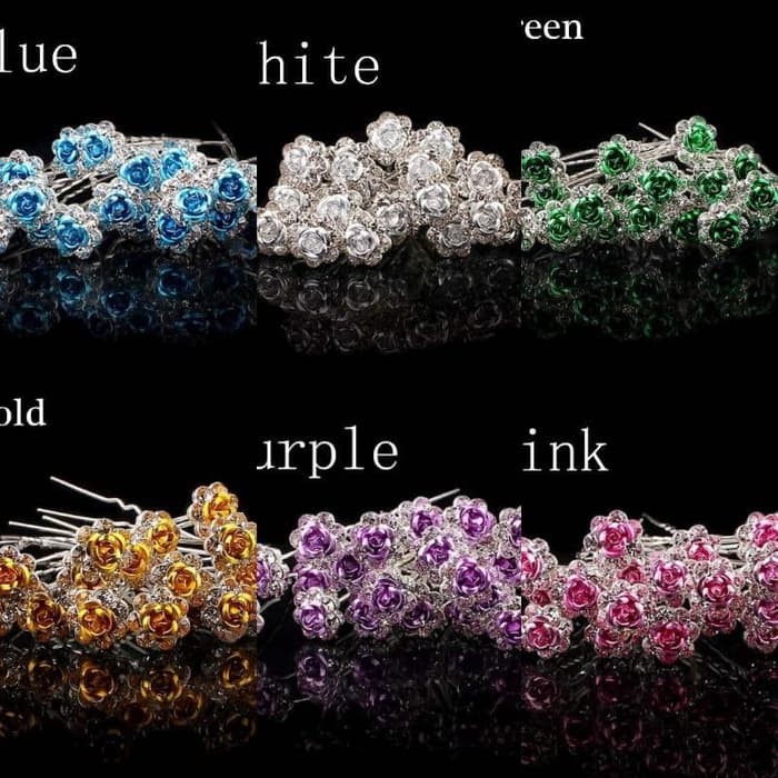 HAIR PIN / PIN JEPIT HIASAN RAMBUT SANGGUL MODEL MAWAR PUTIH KRISTAL