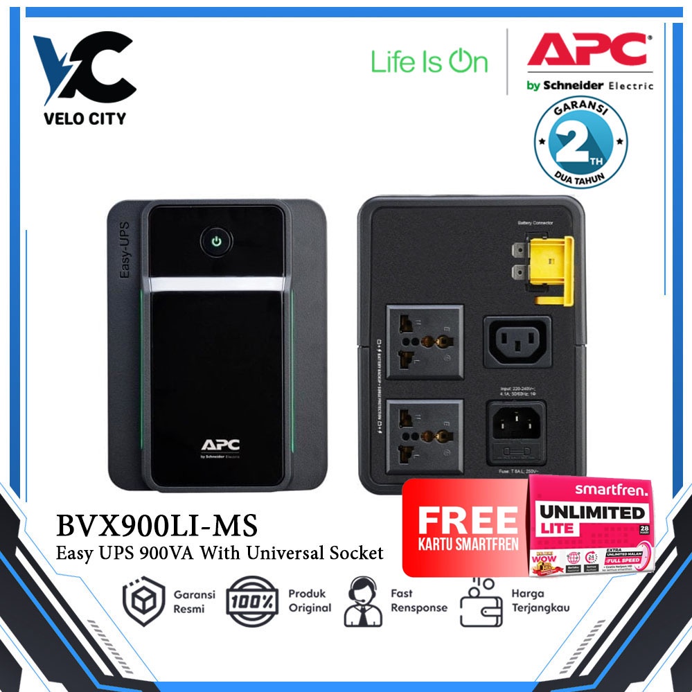 UPS APC Easy UPS BVX 900VA 480W BVX900LI-MS - Garansi Resmi 2 Tahun