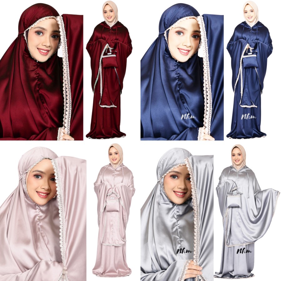 Mukena Traveling Dewasa Armany Silk Premium, Mukena Telekung Sleting