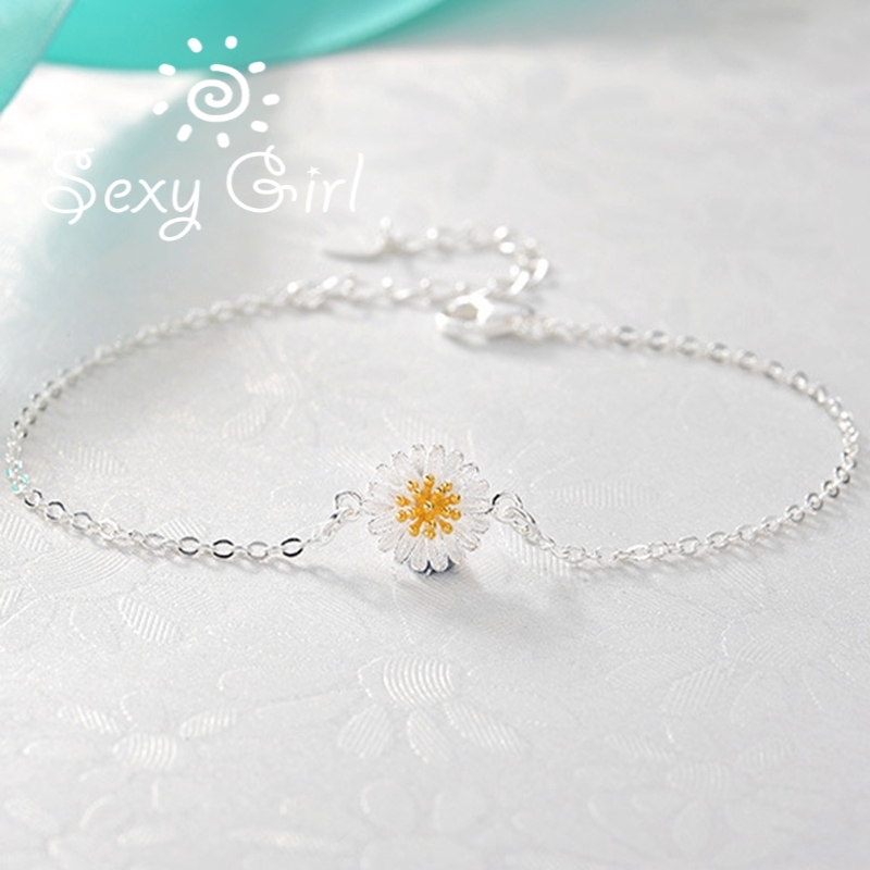 Kalung Gelang Rantai Klavikula Desain Bunga Matahari Daisy Chrysanthemum Untuk Wanita