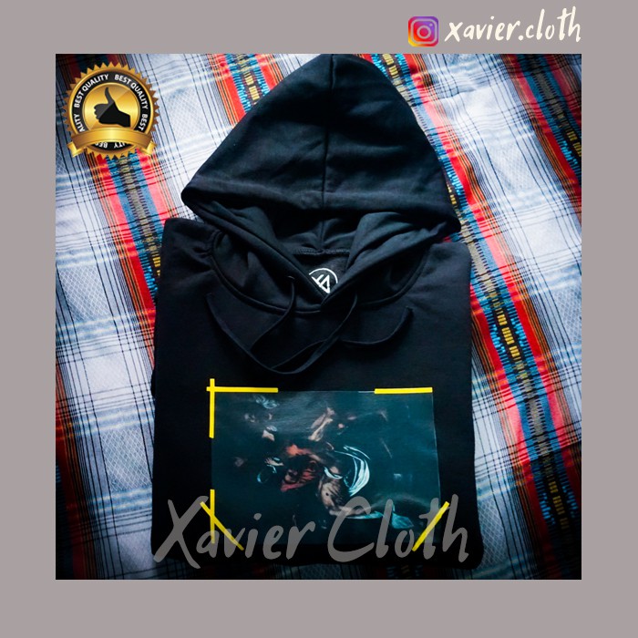 Premium Hoodie jumper - Jacket Off White Caravaggio Yellow Strip - Hoodie Justin Bieber - Off white