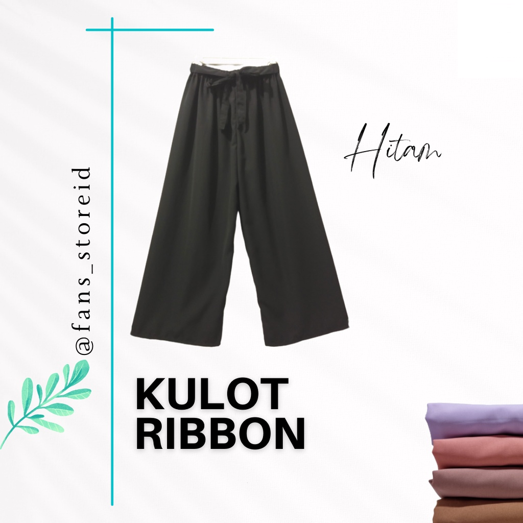 KULOT RIBBON TALI KASUAL KOREAN STYLE PREMIUM-Hitam