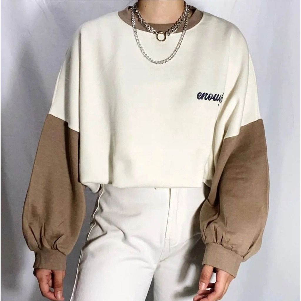 ENOUGH Sweater Oversize Wanita Crewneck