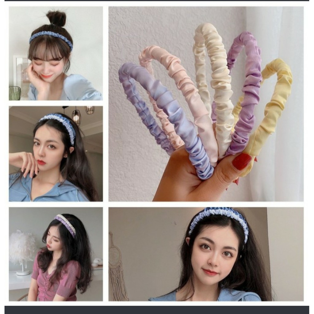 BANDO SCRUNCHIE Bahan Kain Sifon Bandana Korea Warna Pastel GHM