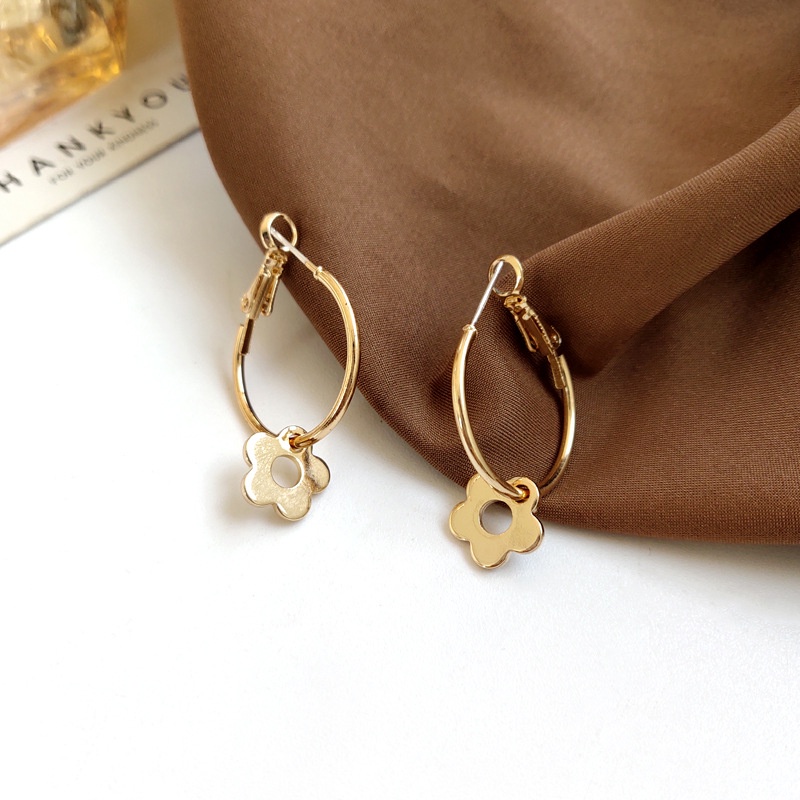 Hollow Circle Flower Earrings Accessories Trend Korean