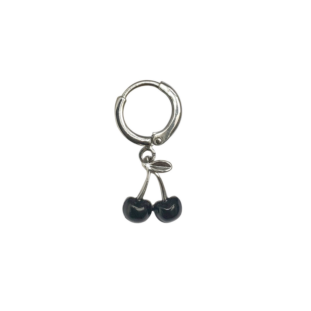 4pcs / Set Anting Hoop Desain Cherry Hati Bintang Bahan Alloy Silver Gaya Korea Untuk Wanita