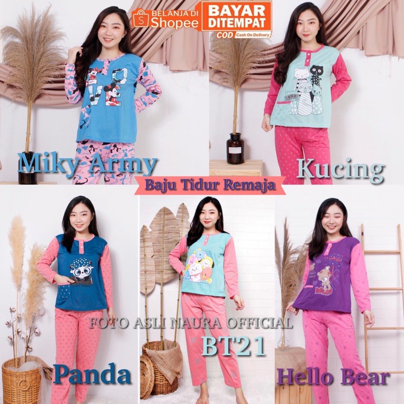 BAJU TIDUR STELAN ANAK TANGGUNG /PIYAMA ANAK ABG /REMAJA / KEKINIAN LENGAN PANJANG (12-15 THN) -T