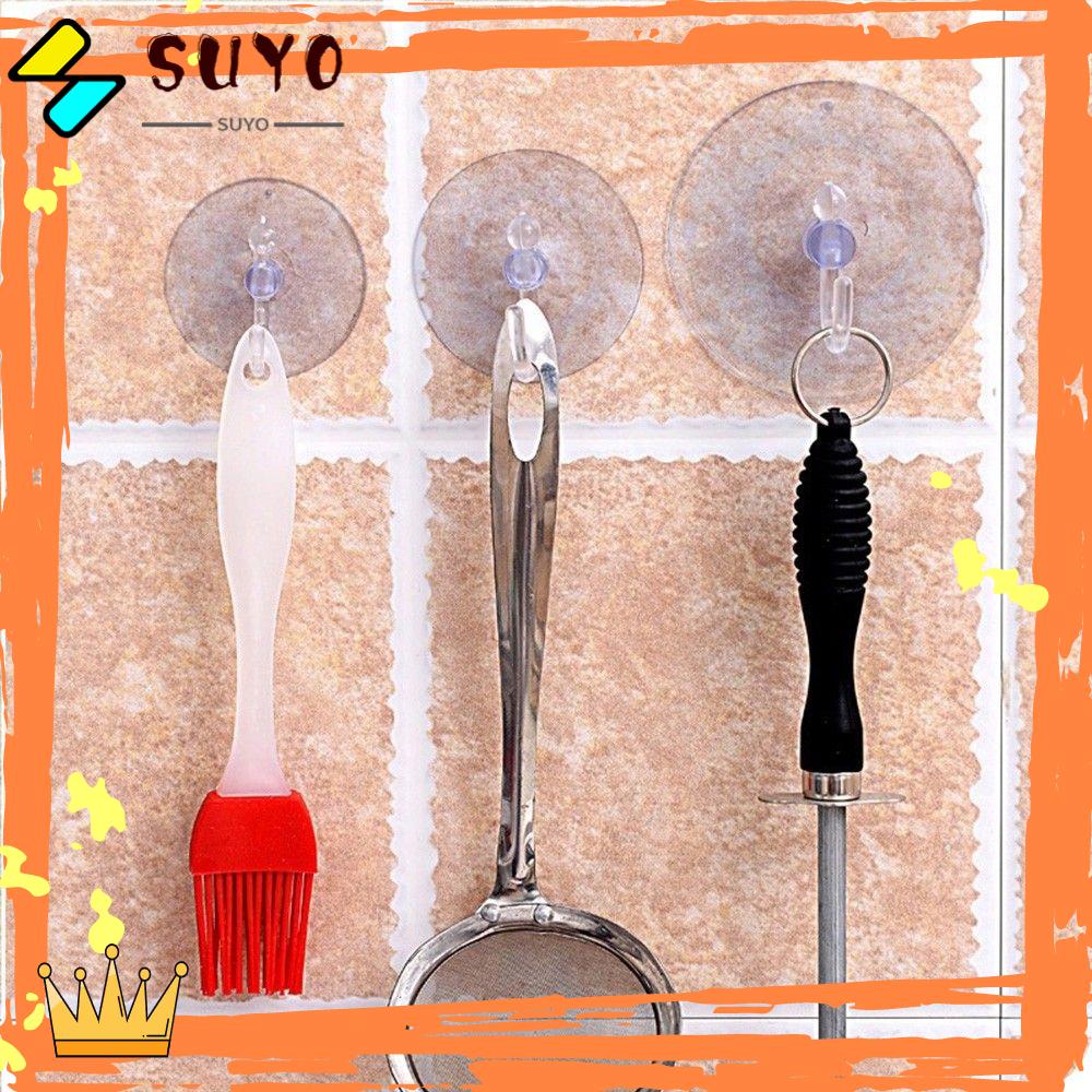 Suyo 10Pcs / Pak Kait Gantungan Dinding Bahan PVC Transparan Untuk Kamar Mandi / Dapur