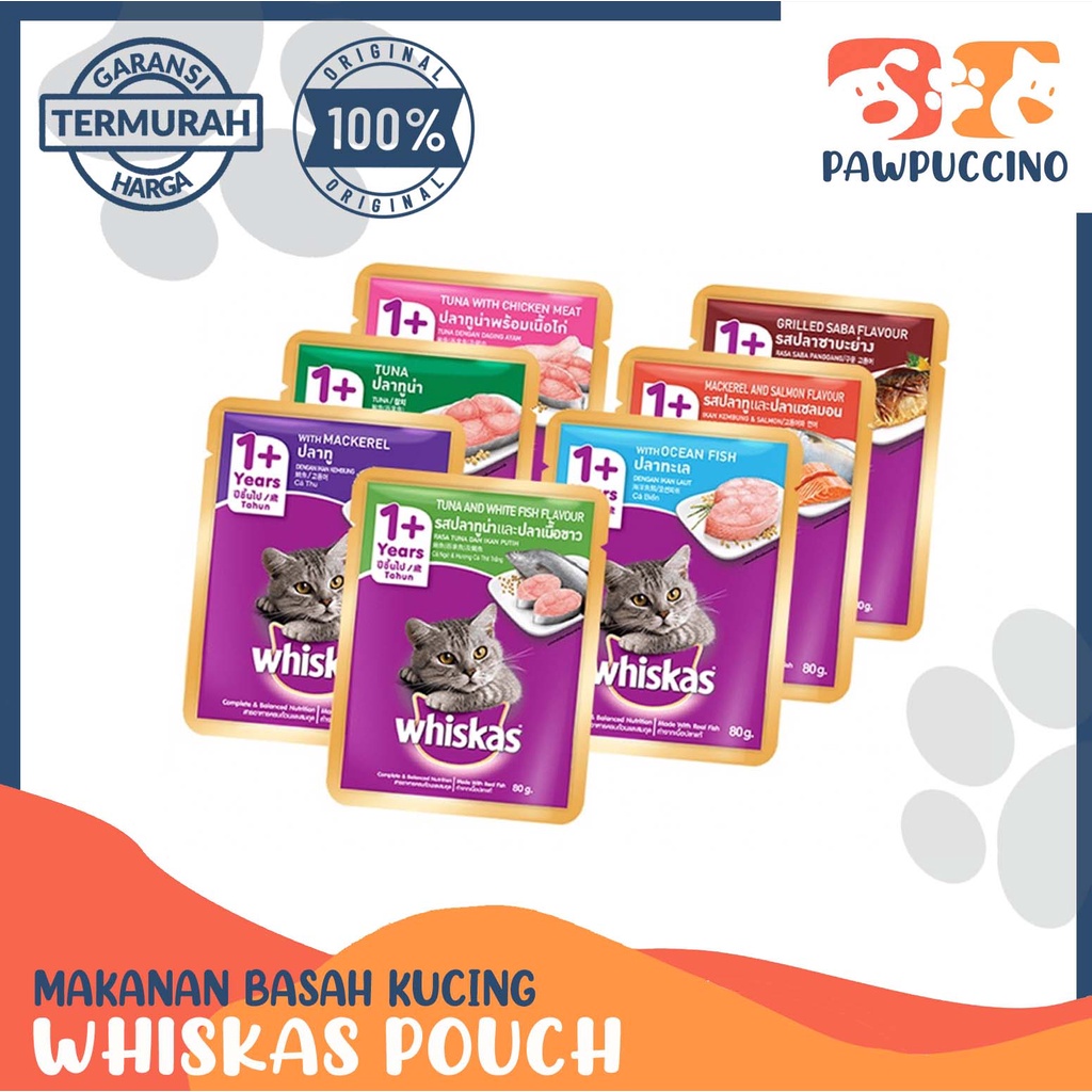 WHISKAS Pouch Makan Basah Kucing &amp; Kitten / Cat Wet Food / Whiskas Adult Whiskas Junior