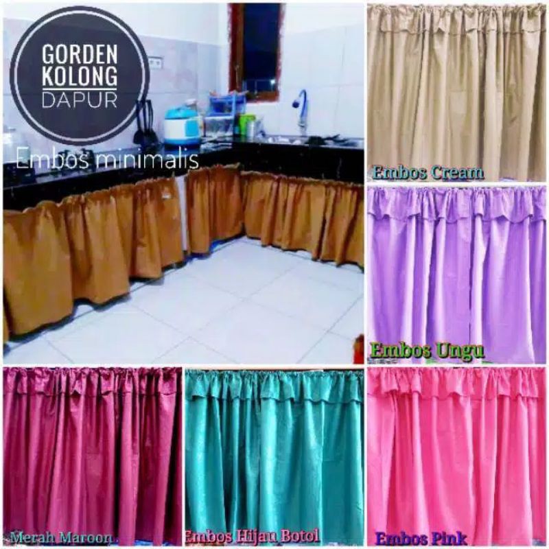 Gorden Kolong Dapur Motif Embos / Gorden Kolong Meja Dapur / Gorden kolong dapur