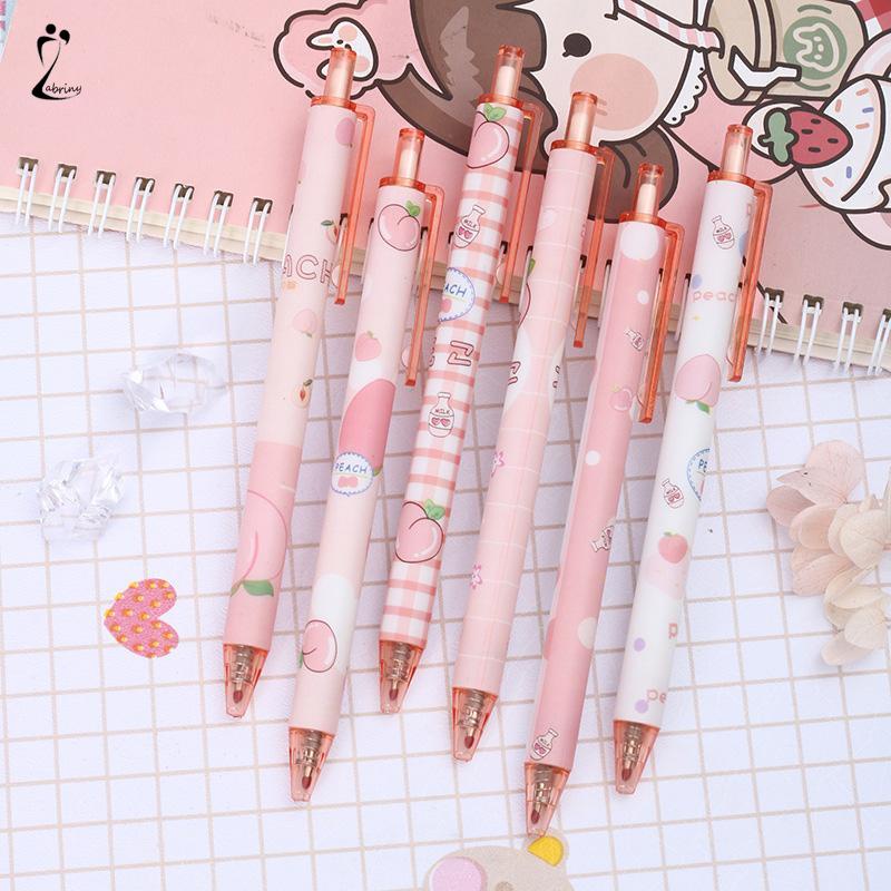 

0.5mm Tip Siswa Pola Persik Gadis Lucu Jenis Pers Pena Gel Menulis Halus Z