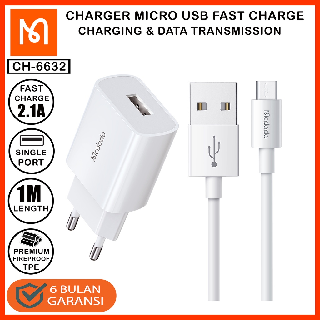 MCDODO Travel Charger Oppo A37 ,A39 ,A57 ,F1S Micro USB FAST Charge 10W / 2.1A-0