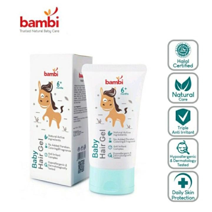BAMBI Baby Hair Gel Rambut Anak / Minyak Rambut Bayi / Pomade (Tube) 50ml