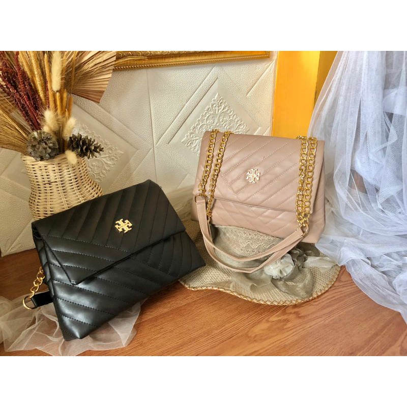 SLING TB KIRA PREMIUM UKURAN 25x8x17BAHAN BORDIR TOBURBAHAN DALAMAN FULL EMBOSSRANTAI BESI MIX BAHAN