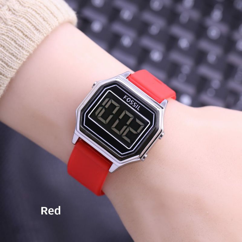 Jam Tangan Fosl Wanita Led Rubber Jam Tangan Terlaris Anti Air