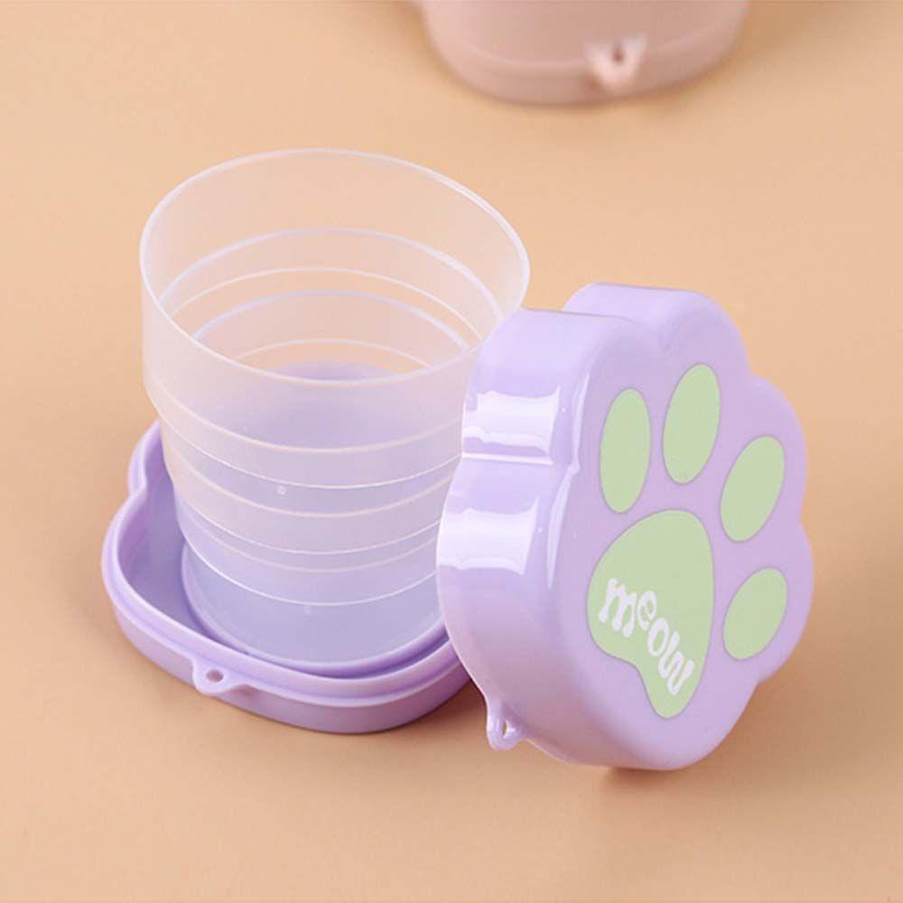 [Elegan] Cangkir Air Portable Kartun Ditarik Untuk Travel Hiking Camping Cakar Kucing Collapsible Drinkware