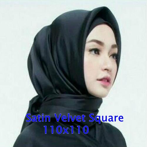 Jilbab Segiempat Satin Velvet 110x110