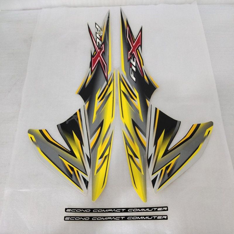 Stiker Striping lis polet body Honda Supra Fit X FitX 2008 Kuning Hitam