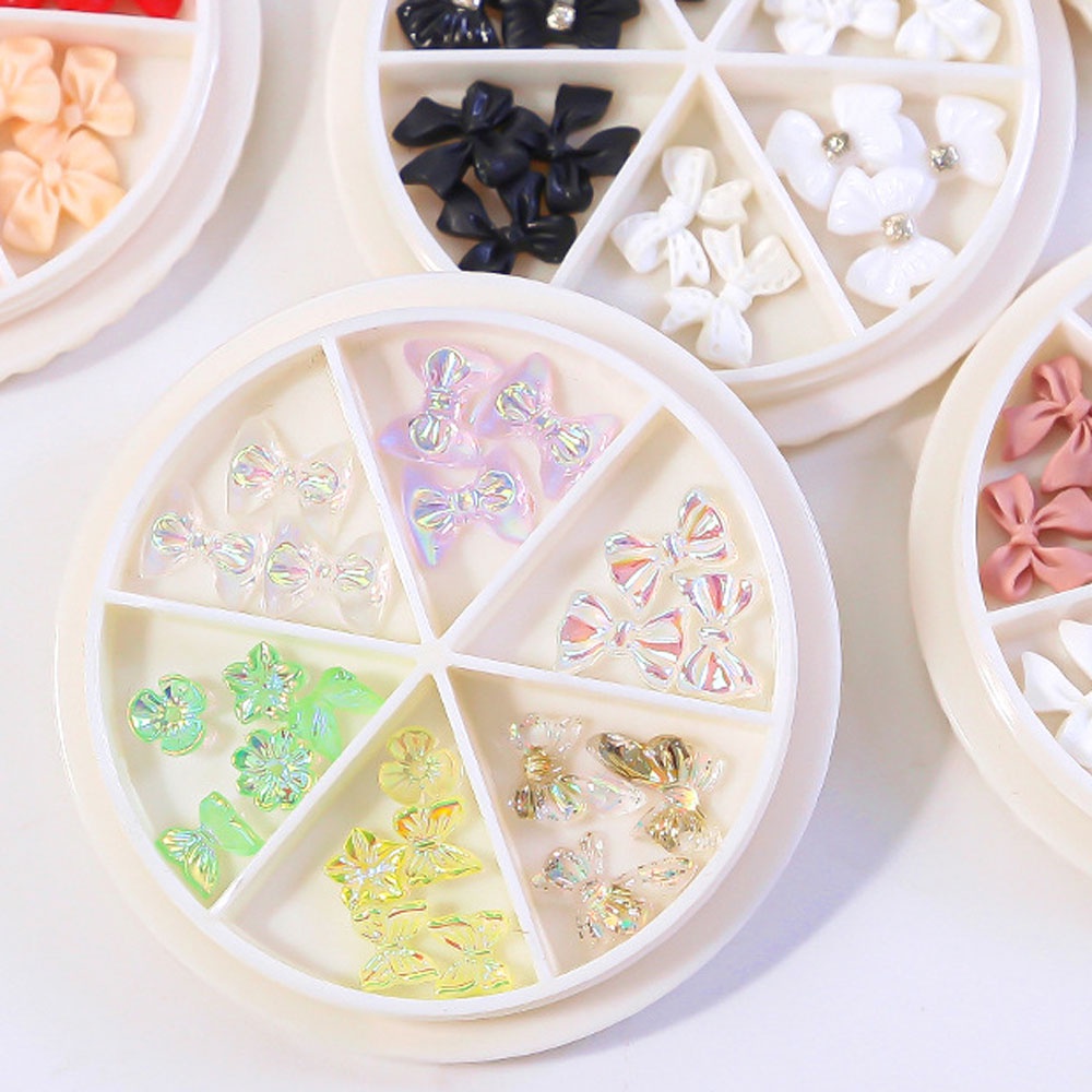 MXBEAUTY 1 Box Nail Art Bow Creative Nail Rhinestones 3D Nail Decoration Candy Color Resin Bow Ribbon AB Crystal DIY Manicure Accessories Various Nail Jewelry