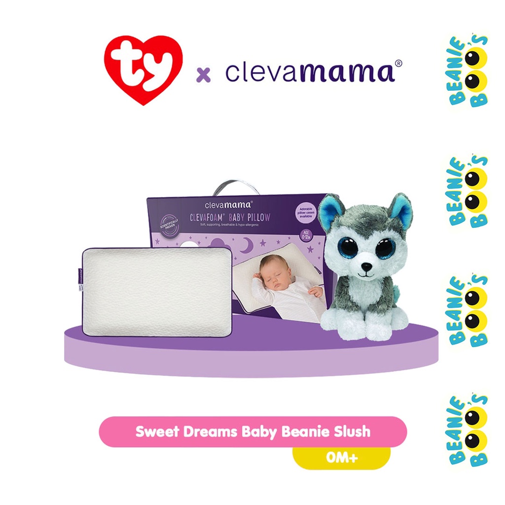 TY Beanie Boos Slush Dog x Clevafoam Baby Pillow