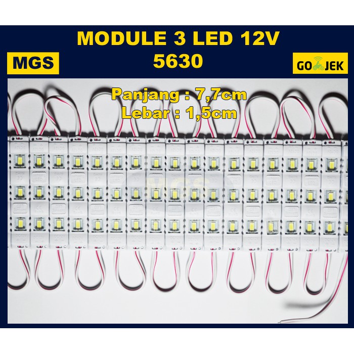 100PCS Modul 5630 injeksi 12V 3 Led Putih