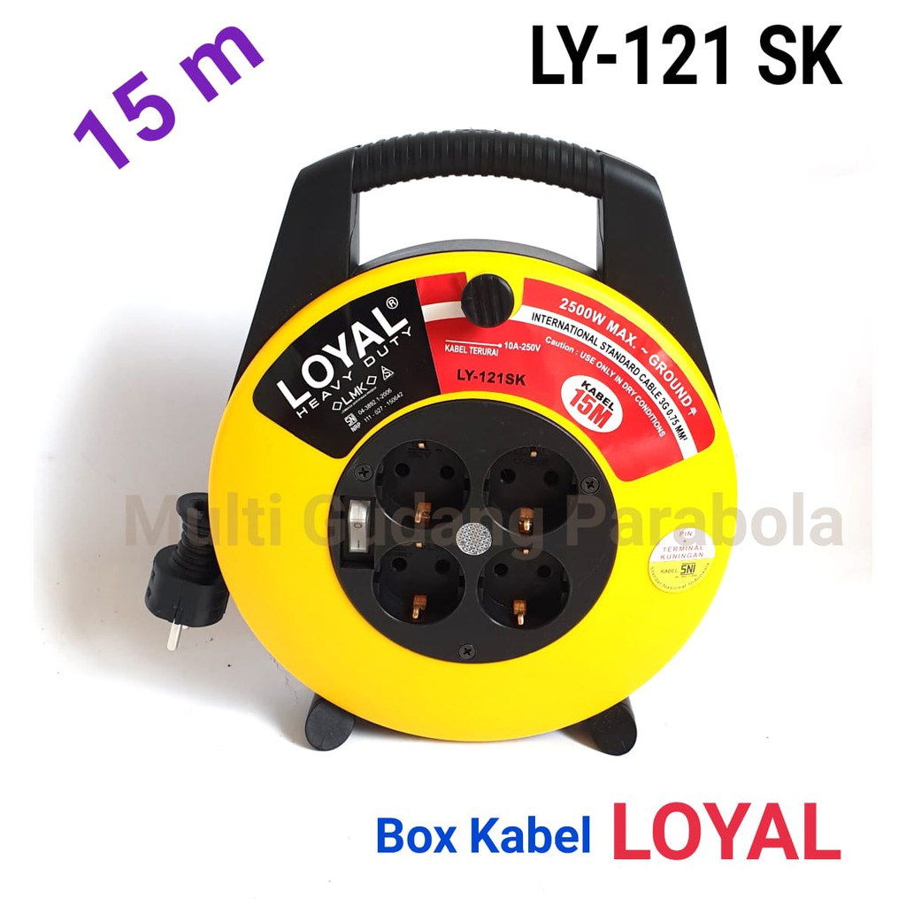 Kabel Roll LOYAL Heavy Duty + Saklar Panjang 15 Meter LY 121 sk Kabel Box Loyal