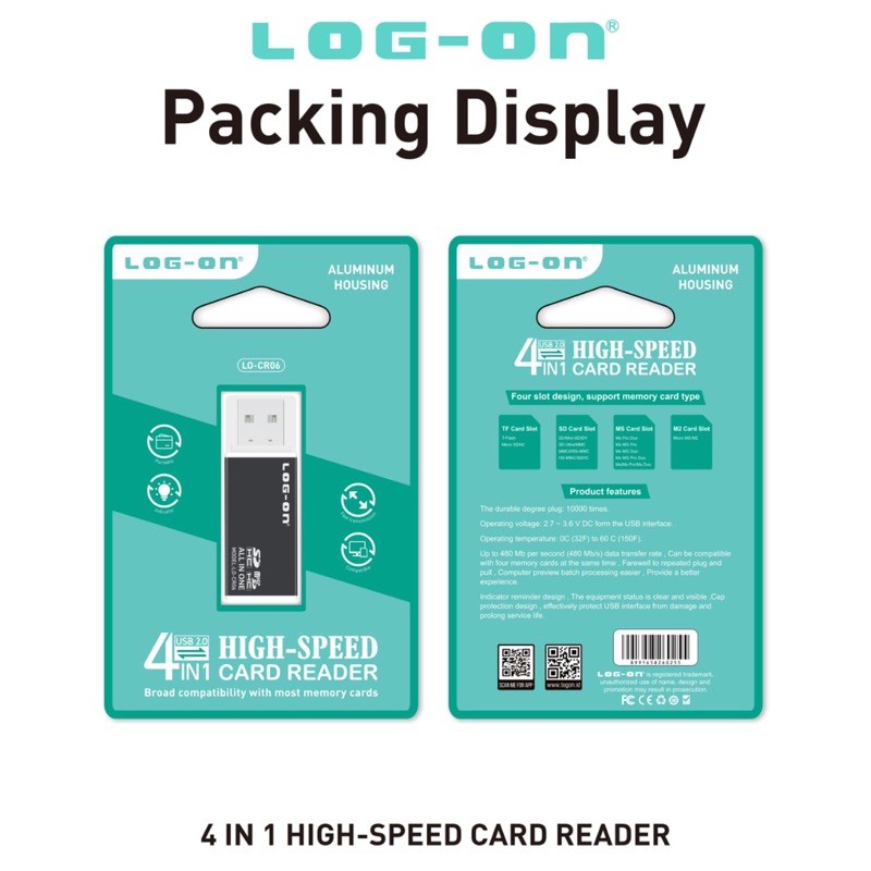 CARDREADER CR06 LOGON CR-06 MULTY HIGH SPEED METAL ORIGINAL SUPPORT UP TO 512GB