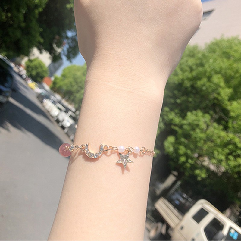 Gelang Kelopak Mutiara Bintang Kristal Korea