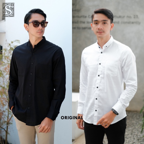 Kemeja Pria Lengan Panjang Kemeja Hitam Polos Pria Lengan Panjang Kemeja Kasual Kemeja Cowok Lengan 