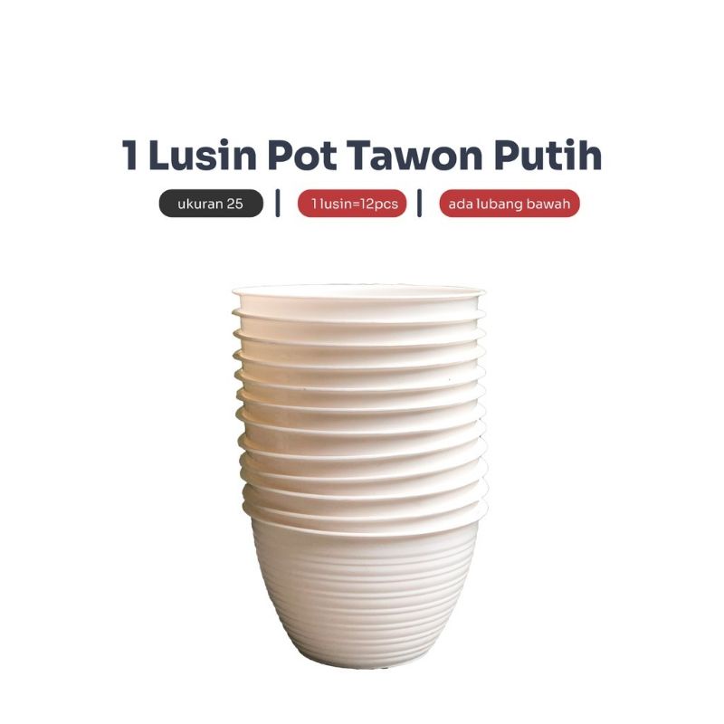 1 lusin Pot Bunga Motif Tawon Putih ukuran 25 cm / Pot Tawon madu 25 cm