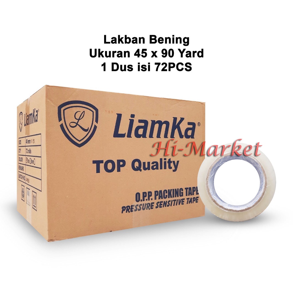 Lakban bening 45mm x 90 yard MEREK (LIAMKA) murah!